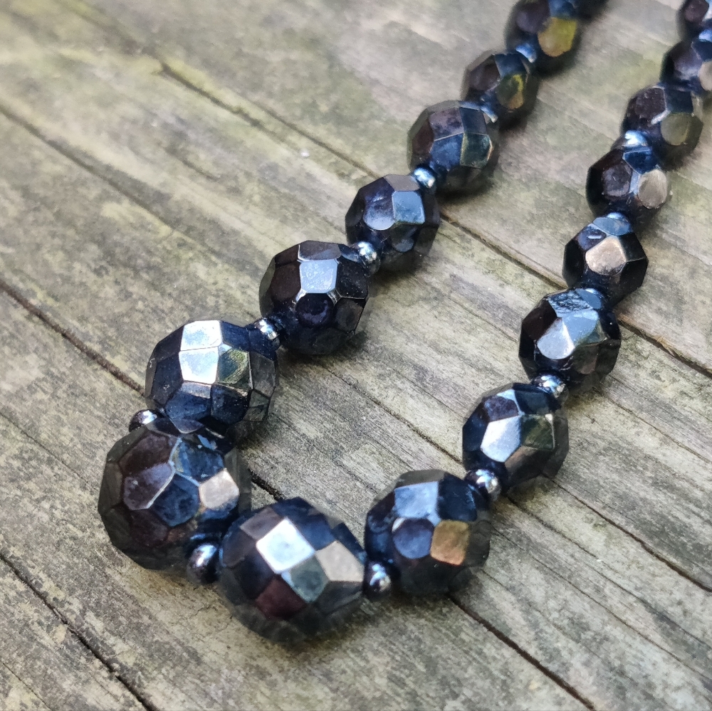 Antique Victorian Black Faceted Glass Mourning Necklace - Picture 3 of 4
